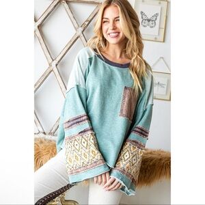 Oli & Hali Teal Patchwork Sweatshirt